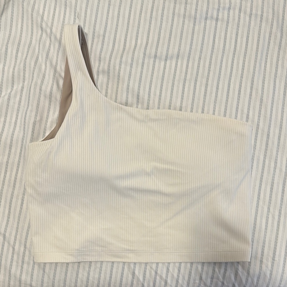 Lululemon Athletica Ivory Pinstripe Crop Top